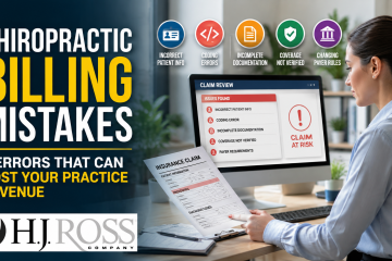 Chiropractic billing professional reviewing insurance claim information and billing documents